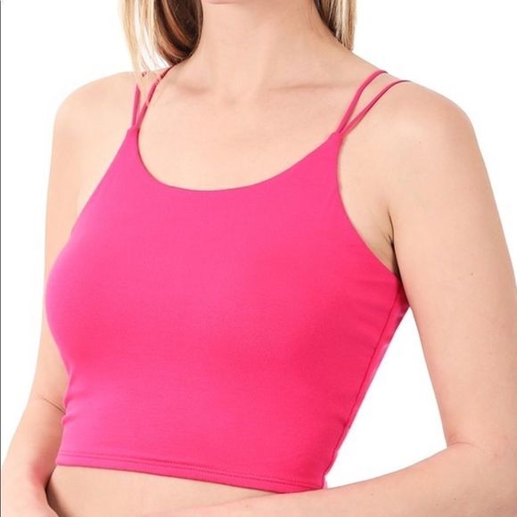 🔥(Set of 4) Double Strap Crop Top Cami - Picture 2 of 8